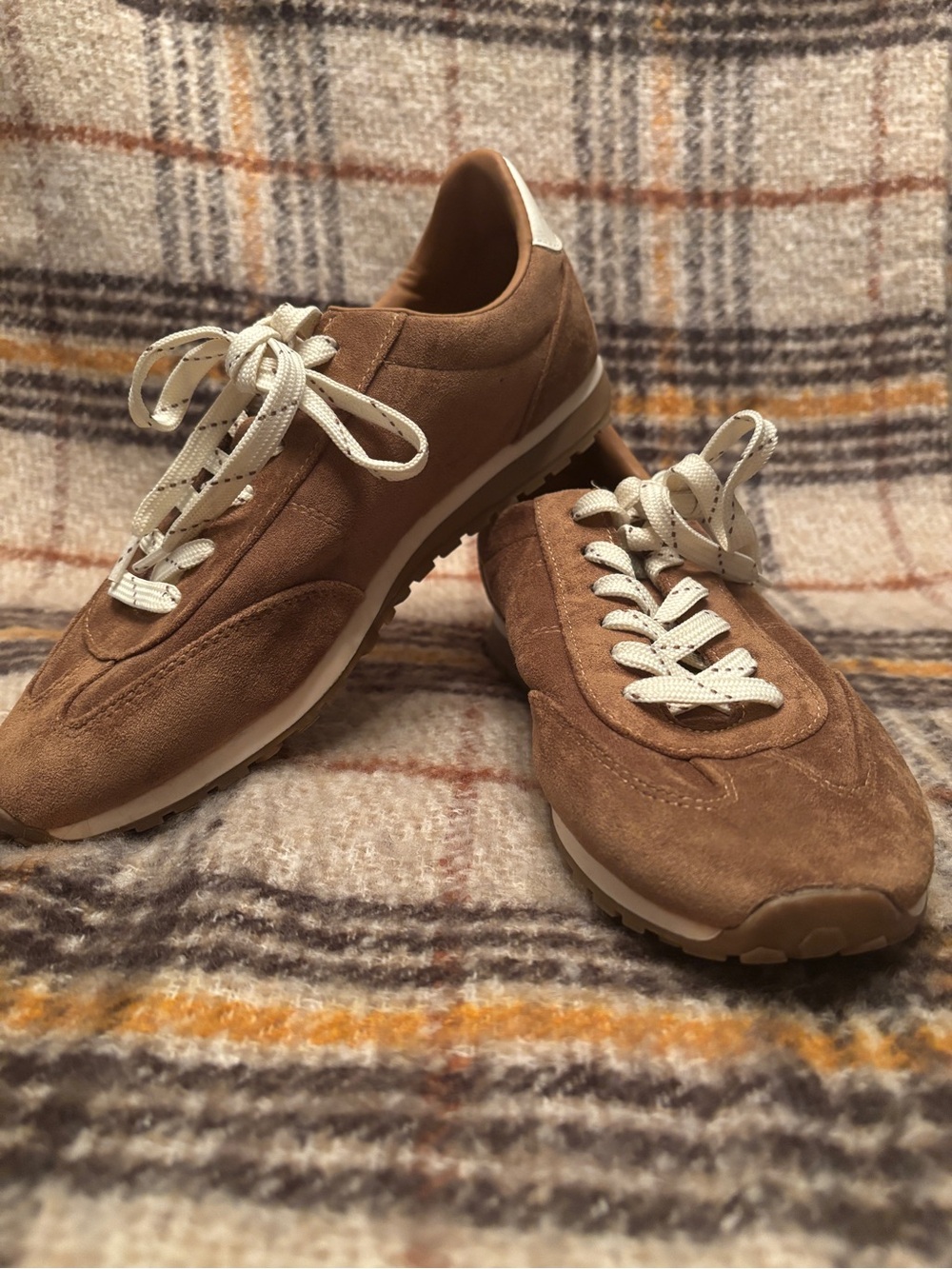 Madden Girl Suede Sneakers in Tan with White Laces
